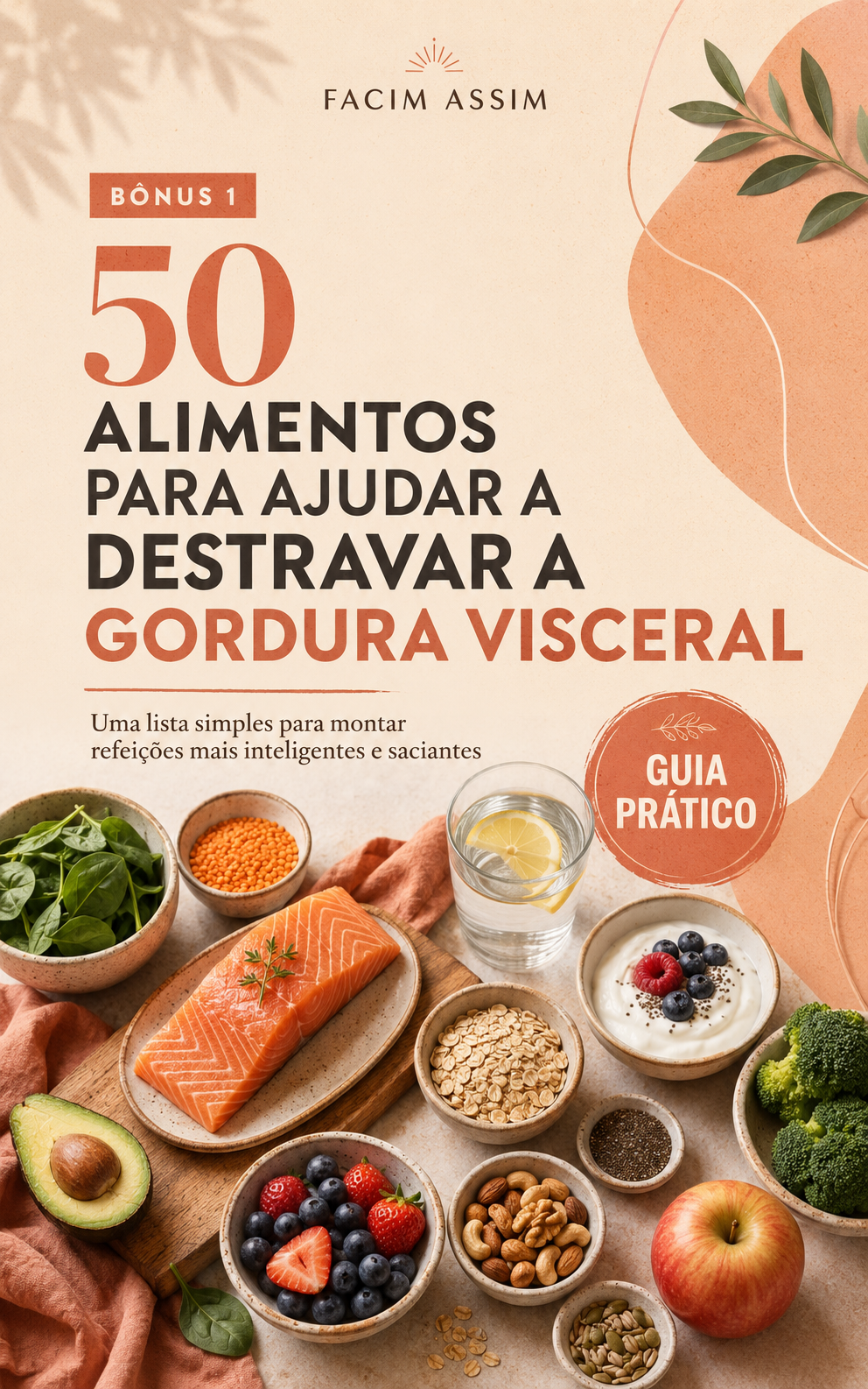 Mockup do bônus 50 Alimentos Para Ajudar a Destravar a Gordura Visceral