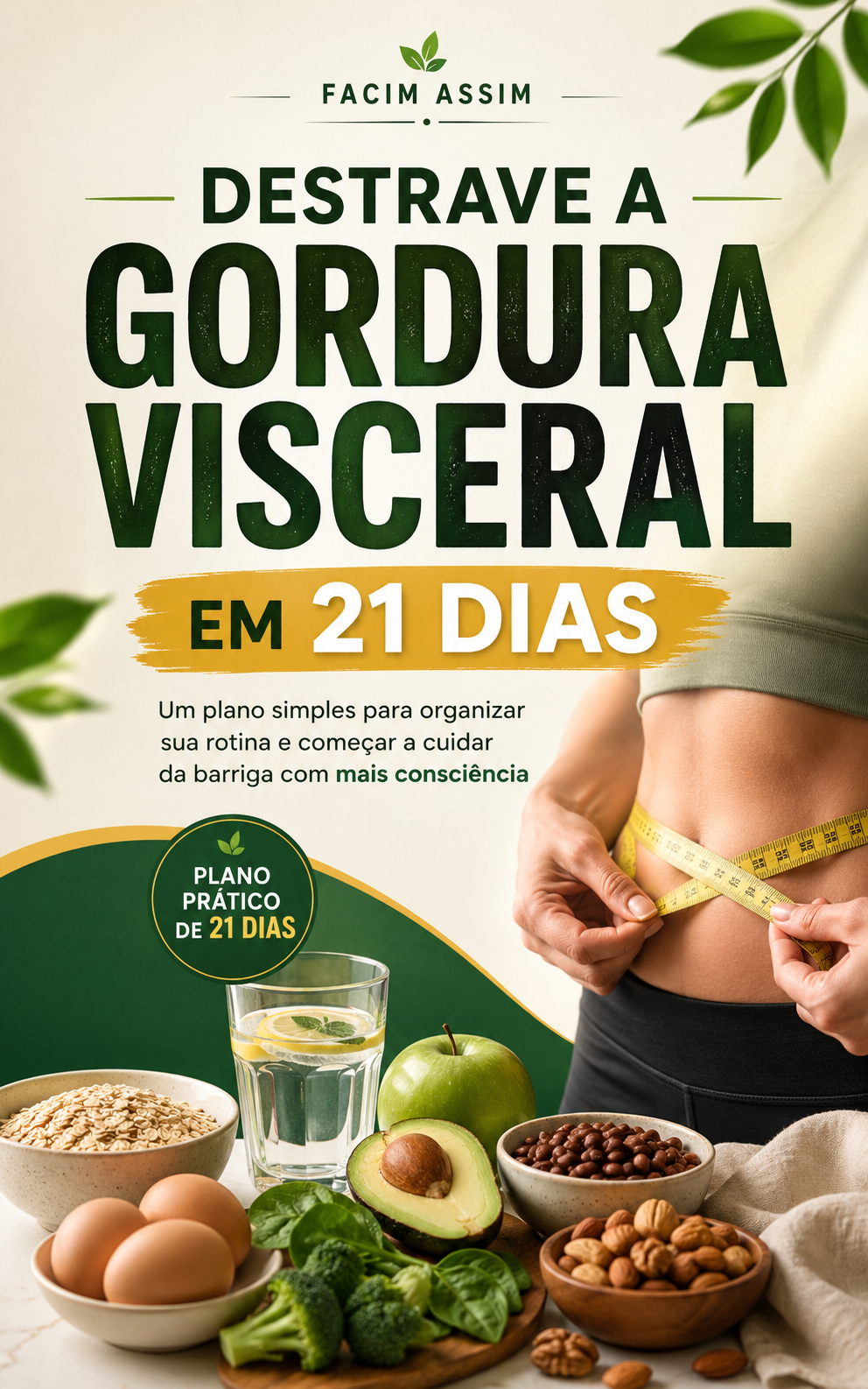 Mockup do ebook principal Plano de 21 Dias Para Destravar a Gordura Visceral